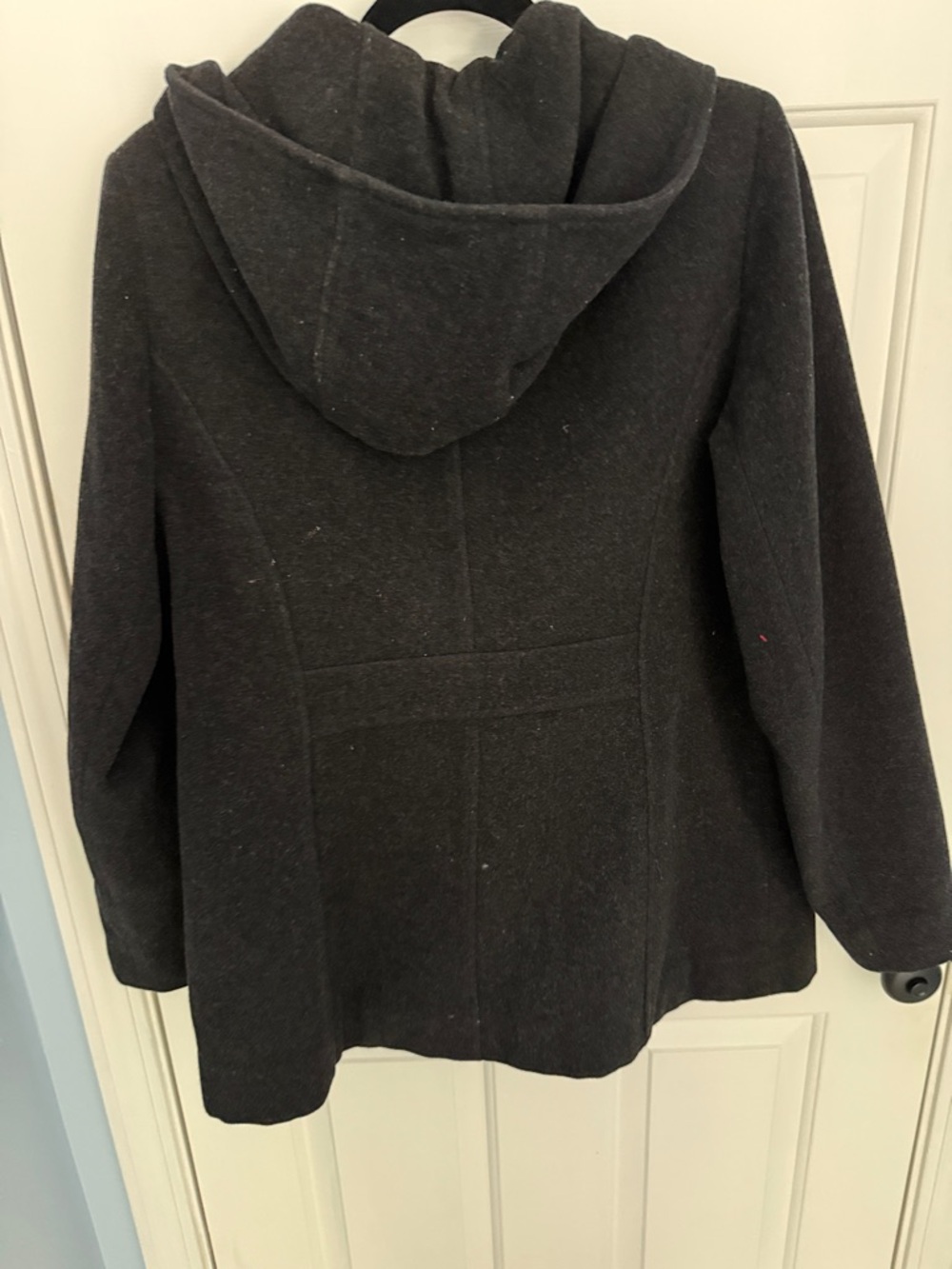 Anne Klein Hooded Double-Breasted Pea Coat in Black - Picture 3 of 3